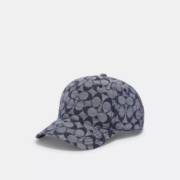 New COACH Signature Chambray Jeans Color Baseball Hat sale Authentic hat sz M/L - Picture 1 of 14